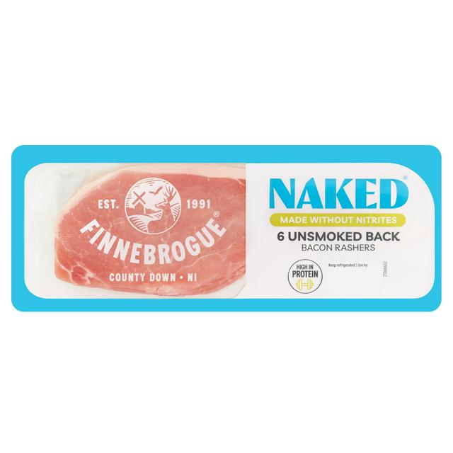 Finnebrogue Artisan Naked Bacon 6 Unsmoked Back Bacon Rashers 200g My