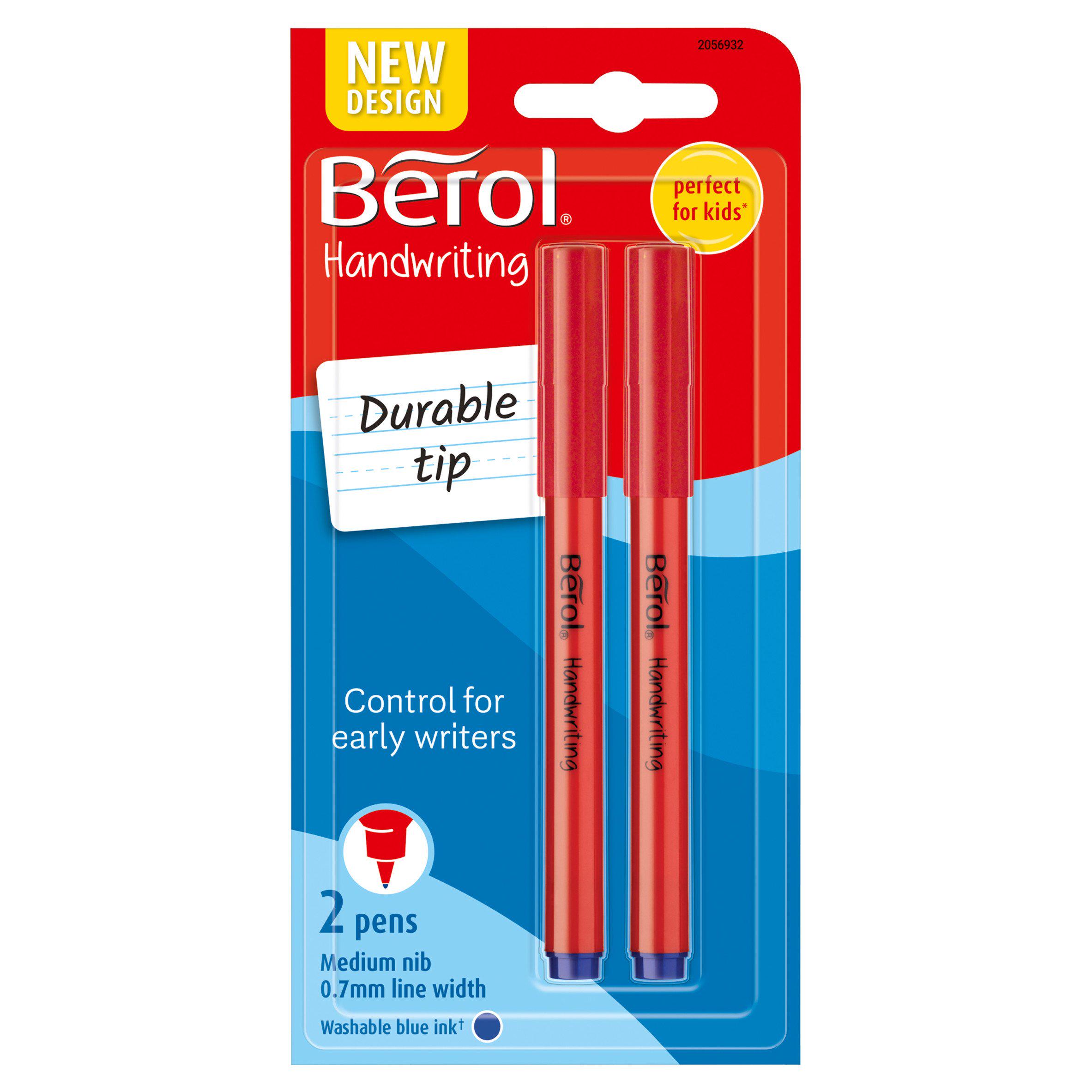 Berol Handwriting Pens Blue Pack of 2 Washable Ink