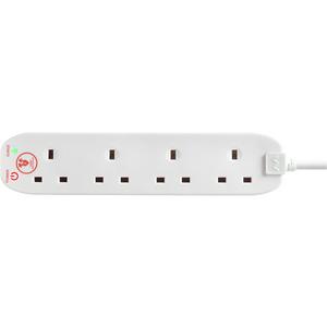 Masterplug 4 Socket 2m Extension Lead Surge Protection and LED - White - gallery image 3