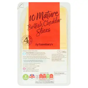 Sainsbury's British Mature Cheddar Cheese Slices 240g