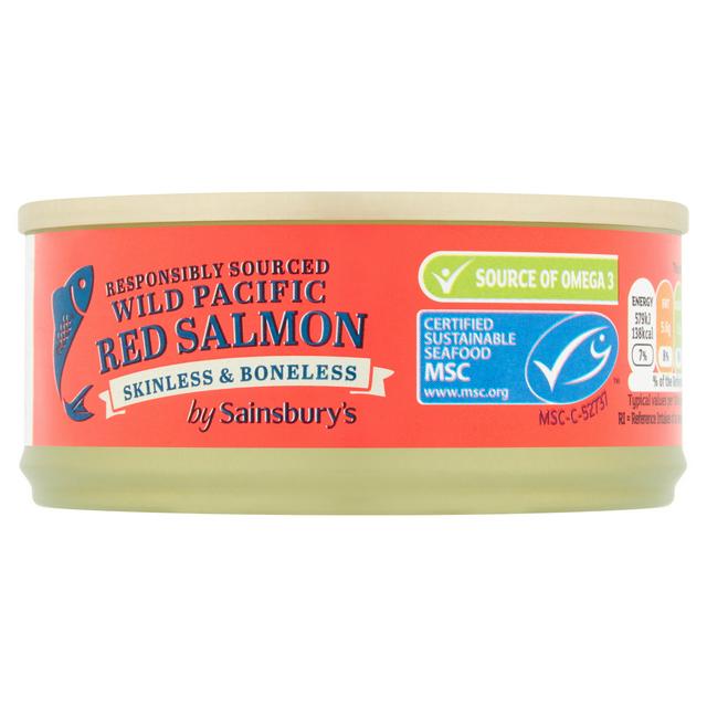 Sainsburys Wild Pacific Red Salmon, Skinless & Boneless 105g