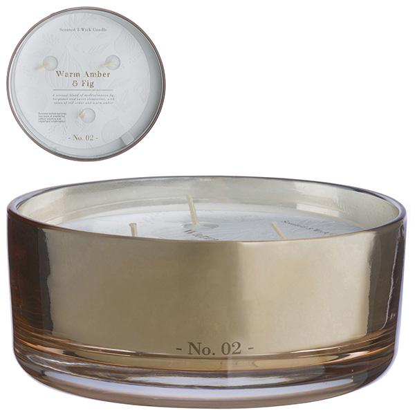 Sainsbury's Warm Amber & Fig 3 Wick Candle 500g - gallery image 1