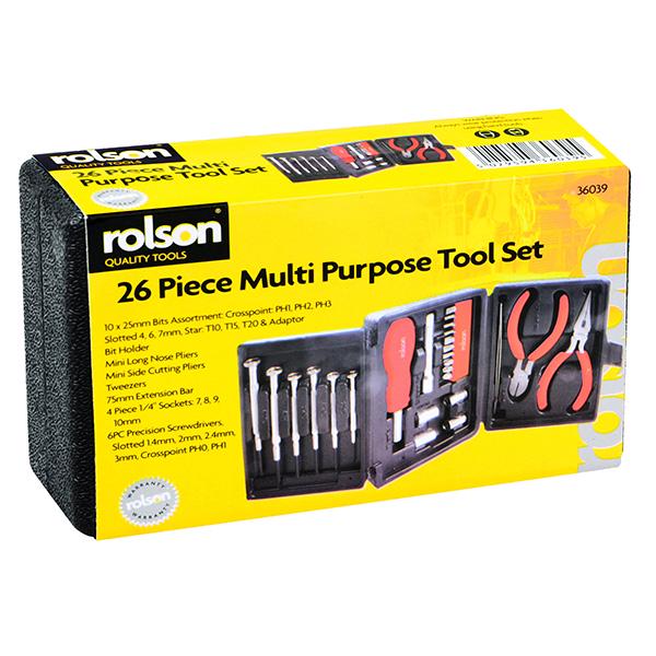 Rolson Tools Pack of 26 Mini Tri Fold Tool Kit - gallery image 1