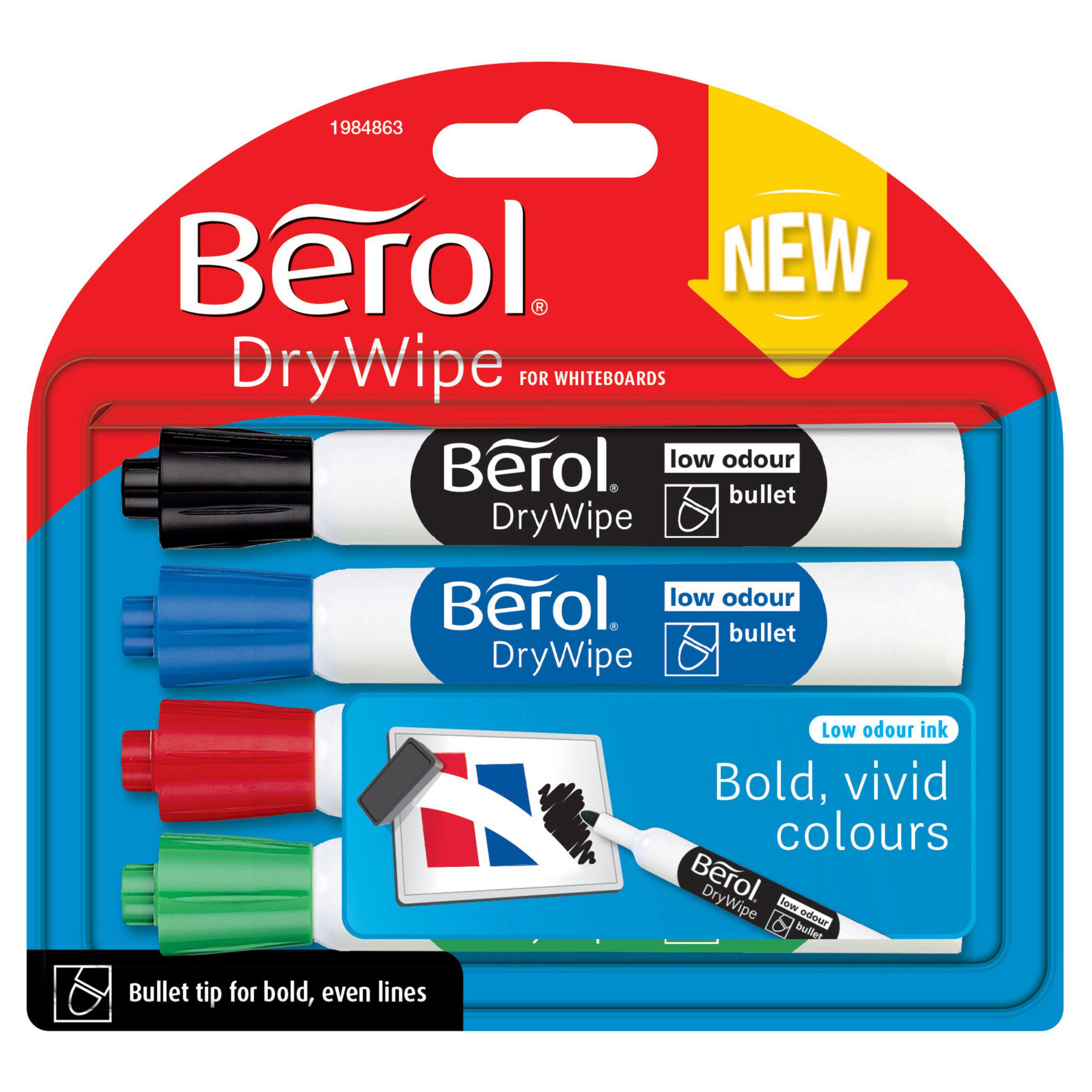Berol Dry Erase Bullet Standard Marker Pens x4