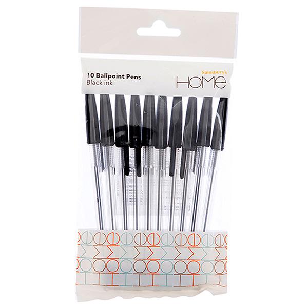 Sainsbury's Home Black Ballpoint Pen 10pk - gallery image 1