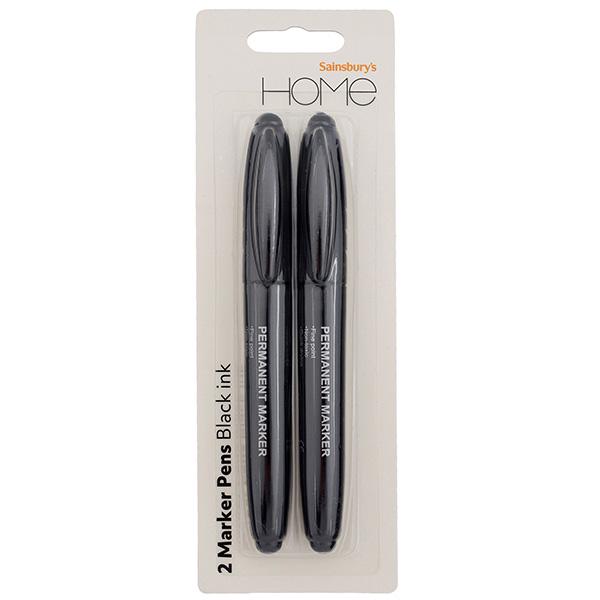 Sainsbury's Home black marker pens 2pk - gallery image 1