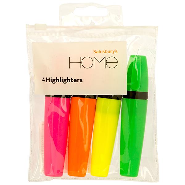 Sainsbury's Home Highlighters 4pk - gallery image 1
