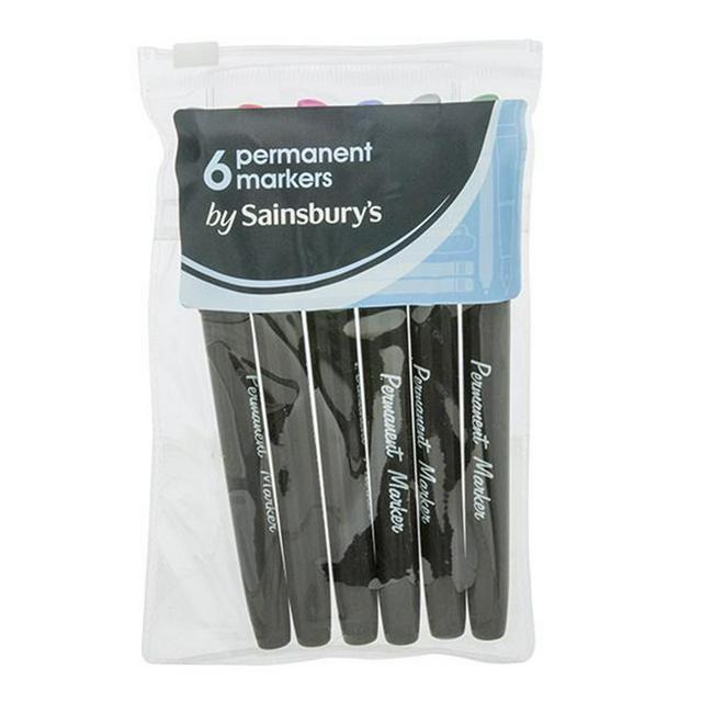 Sainsbury's Home Slim Permanent Markers 6pk - gallery image 1