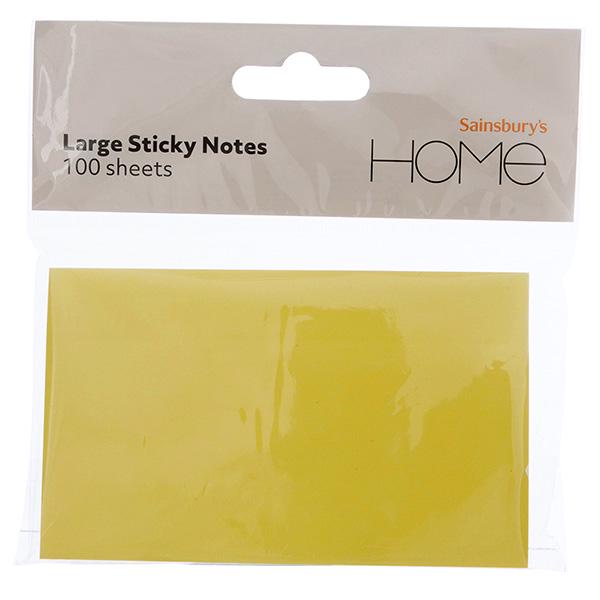 Sainsbury's Home sticky notes yellow large 100 sheets - gallery image 1