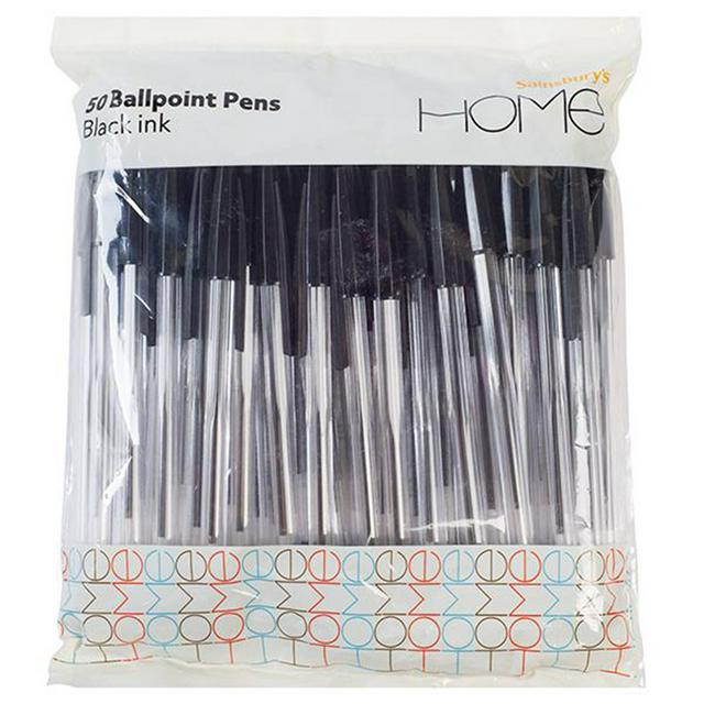 Sainsbury's Home Stick Ballpoint Black 50pk - gallery image 1
