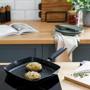 Habitat 24cm Non Stick Aluminium Griddle Pan - Black - gallery image 2