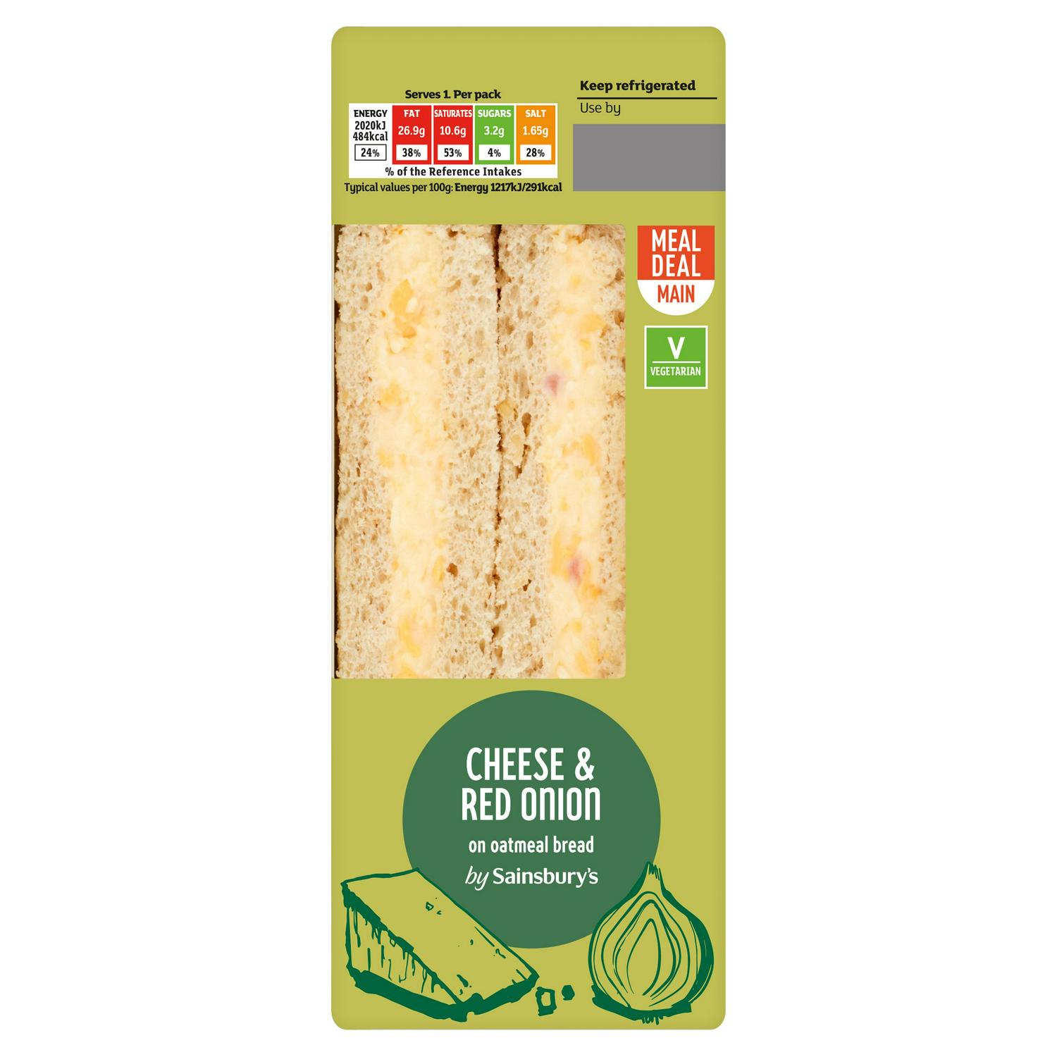 Sainsbury's Cheese & Red Onion on Oatmeal Bread