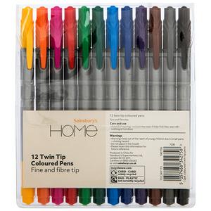 Sainsbury's Home 12Pk Coloured Twin Tip Fineliners