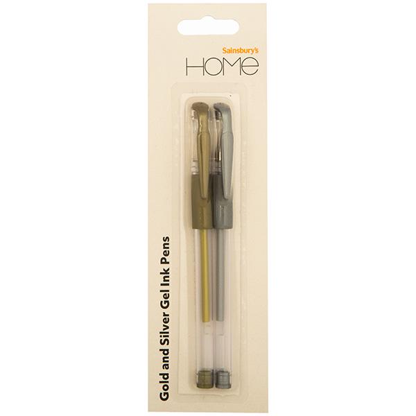 Sainsbury's Home Gold And Silver Ink Pens 2pk - gallery image 1