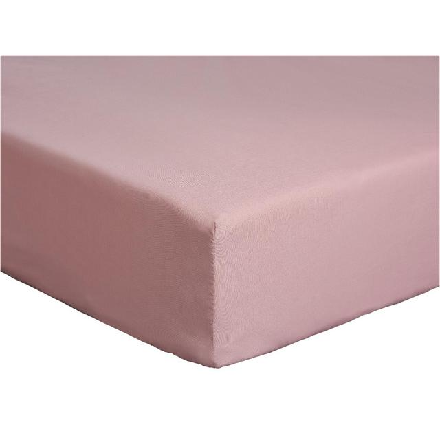 Habitat Cotton Rich 180TC Plain Fitted Sheet - Blush - gallery image 1
