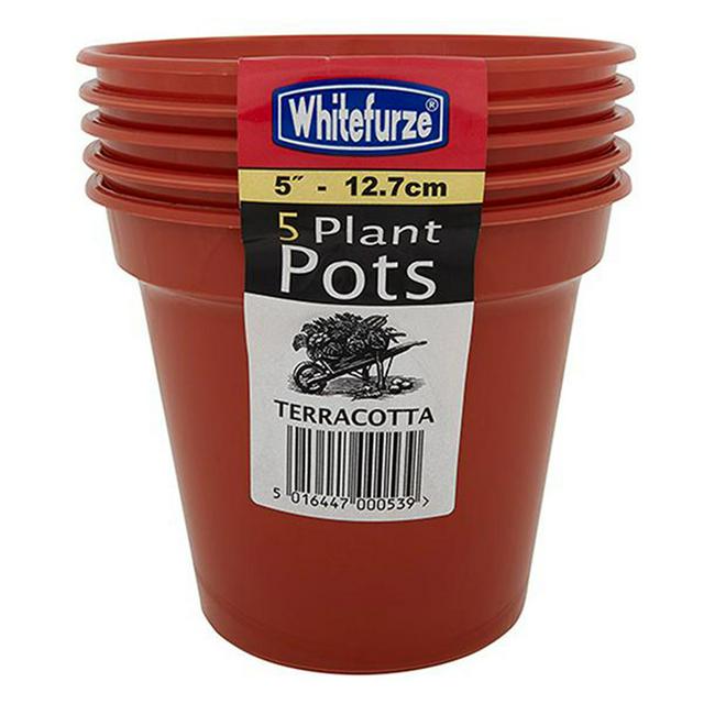 WHITEFURZE Pack of 5 Plastic Pot - 12.7cm