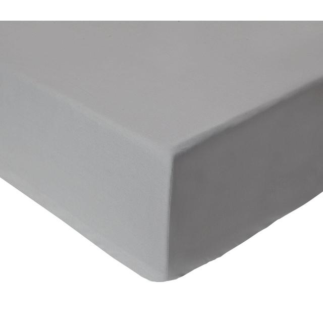 Habitat Cotton Rich 180TC Plain Fitted Sheet - Dove Grey - gallery image 1