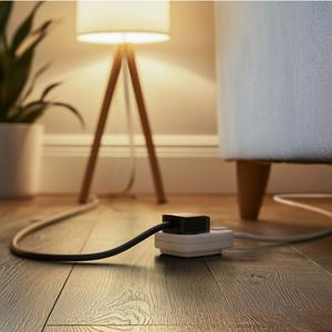 Masterplug Basic 1 Single Socket Power Extension Lead 5m Cable - White - gallery image 2