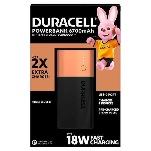 Duracell Powerbank 6700 mAh, Fast Charge External Battery Pack | Sainsbury's