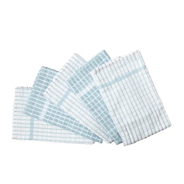 Sainsbury's Home Pack of 5 Small Check Terry Tea Towels - Duck Egg - gallery image 1