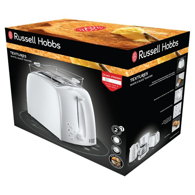 Russell Hobbs Textures 2 Slice White Plastic Toaster 21640