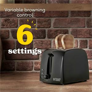 Russell Hobbs Textures 2 Slice Black Plastic Toaster 21641 - gallery image 5