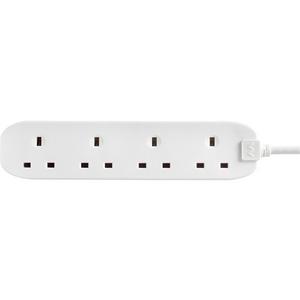 Masterplug Basic 4 Socket Extension Lead 1m Cable Power Strip - White - gallery image 3