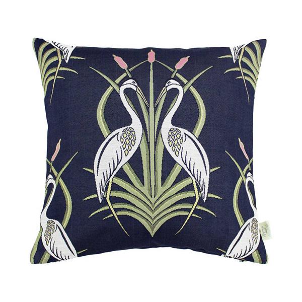 The Chateau By Angel Strawbridge Heron In The Moat Cushion Navy 45x45 - gallery image 1