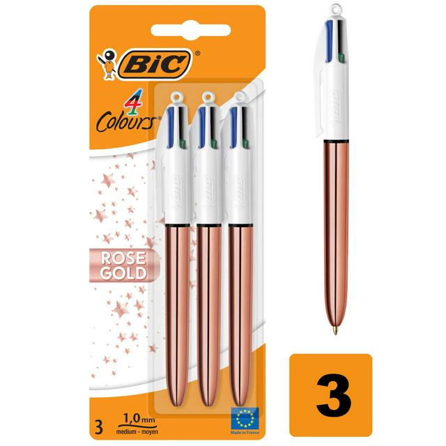 Dialecto Cíclope Adaptabilidad Bic 4 Colours Rose Gold Pens 3pk | Sainsbury's