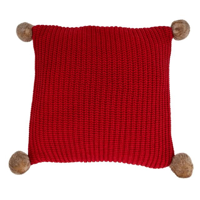 red knitted cushion