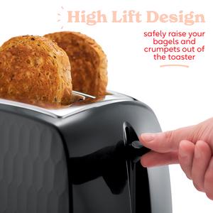 Russell Hobbs Honeycomb 2 Slice Black Plastic Toaster 26061 - gallery image 3