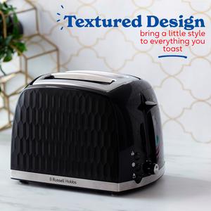Russell Hobbs Honeycomb 2 Slice Black Plastic Toaster 26061 - gallery image 4