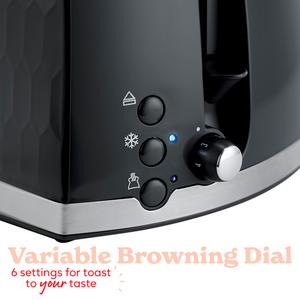Russell Hobbs Honeycomb 2 Slice Black Plastic Toaster 26061 - gallery image 5