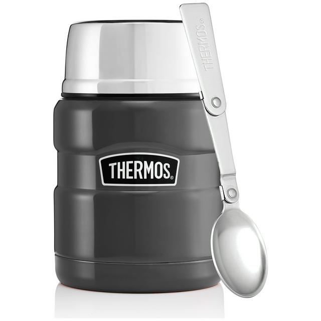 Thermos Stainless Steel King Gun Metal Food Flask 470ml