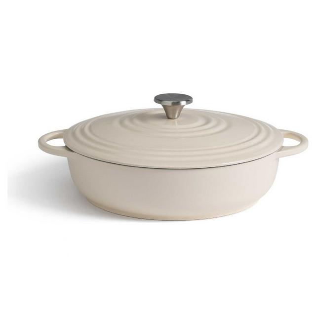 Habitat 4 Litre cast Iron Shallow Casserole Dish - Cream - gallery image 1