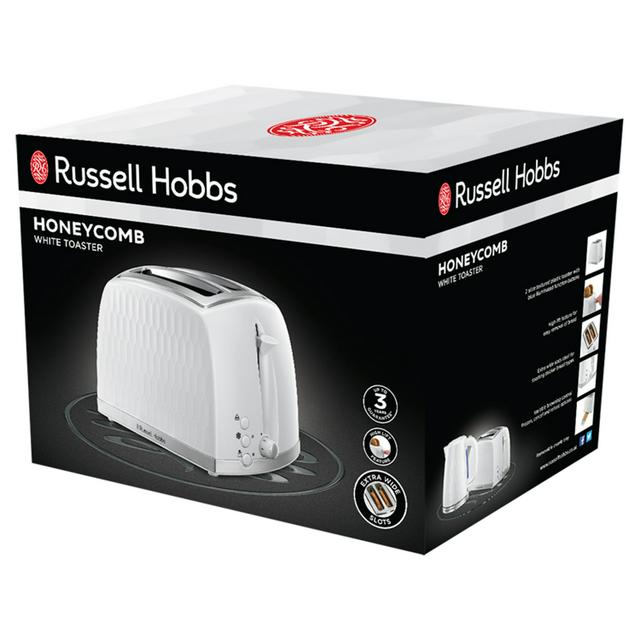 Russell Hobbs Honeycomb 2 Slice White Plastic Toaster 26060 - gallery image 1