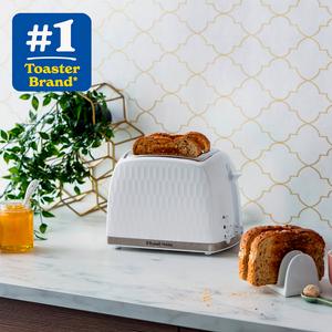 Russell Hobbs Honeycomb 2 Slice White Plastic Toaster 26060 - gallery image 3