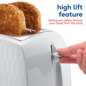 Russell Hobbs Honeycomb 2 Slice White Plastic Toaster 26060 - gallery image 6