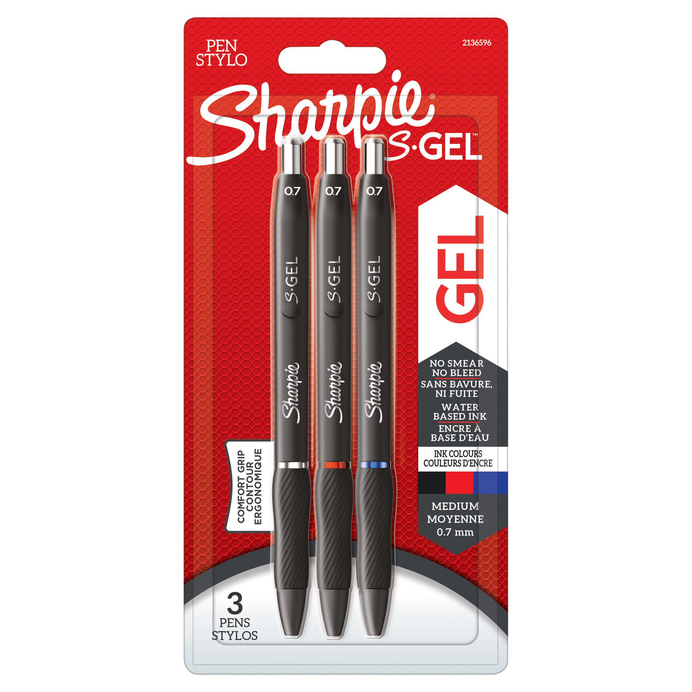 Sharpie S Gel Pen 3pk Assorted Colours Medium 0.7mm