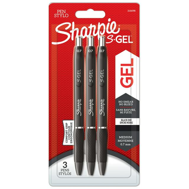 Sharpie S-Gel, Gel Pens, Sleek Metal Barrel, Matte Black, Medium Point  (0.7mm