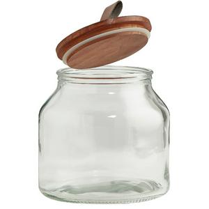 Habitat Glass Jar with Wood and Faux Leather Lid  2l - gallery image 2