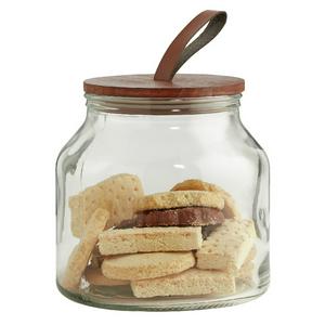 Habitat Glass Jar with Wood and Faux Leather Lid  2l - gallery image 3