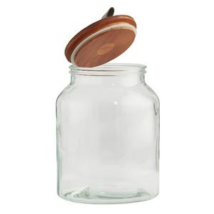 Habitat Glass Jar with Wood and Faux Leather Lid  3l - gallery image 2