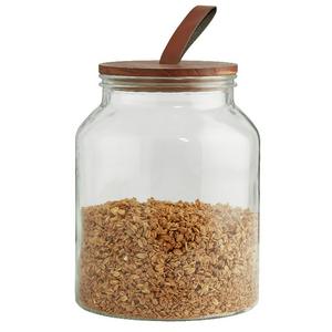 Habitat Glass Jar with Wood and Faux Leather Lid  3l - gallery image 3