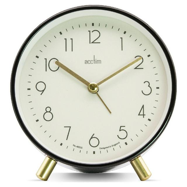 Acctim Round Ogue Alarm Clock Black, Black Alarm Clock