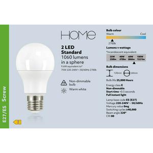 Sainsbury's Home Pack of 2 LED Standard 75W ES Light Bulb - gallery image 3