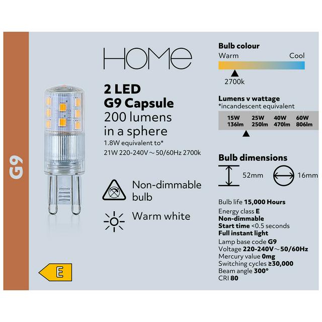 G9 bulb store sainsbury's