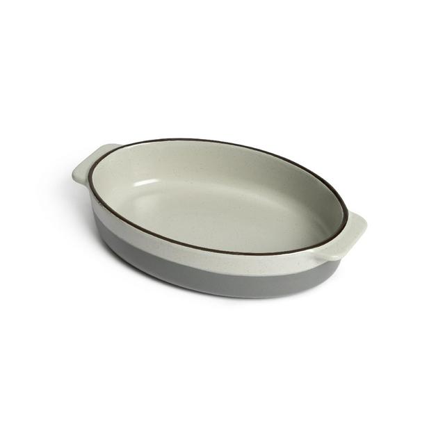 Habitat 29cm Speckle Medium Ceramic Oval Roaster- Grey