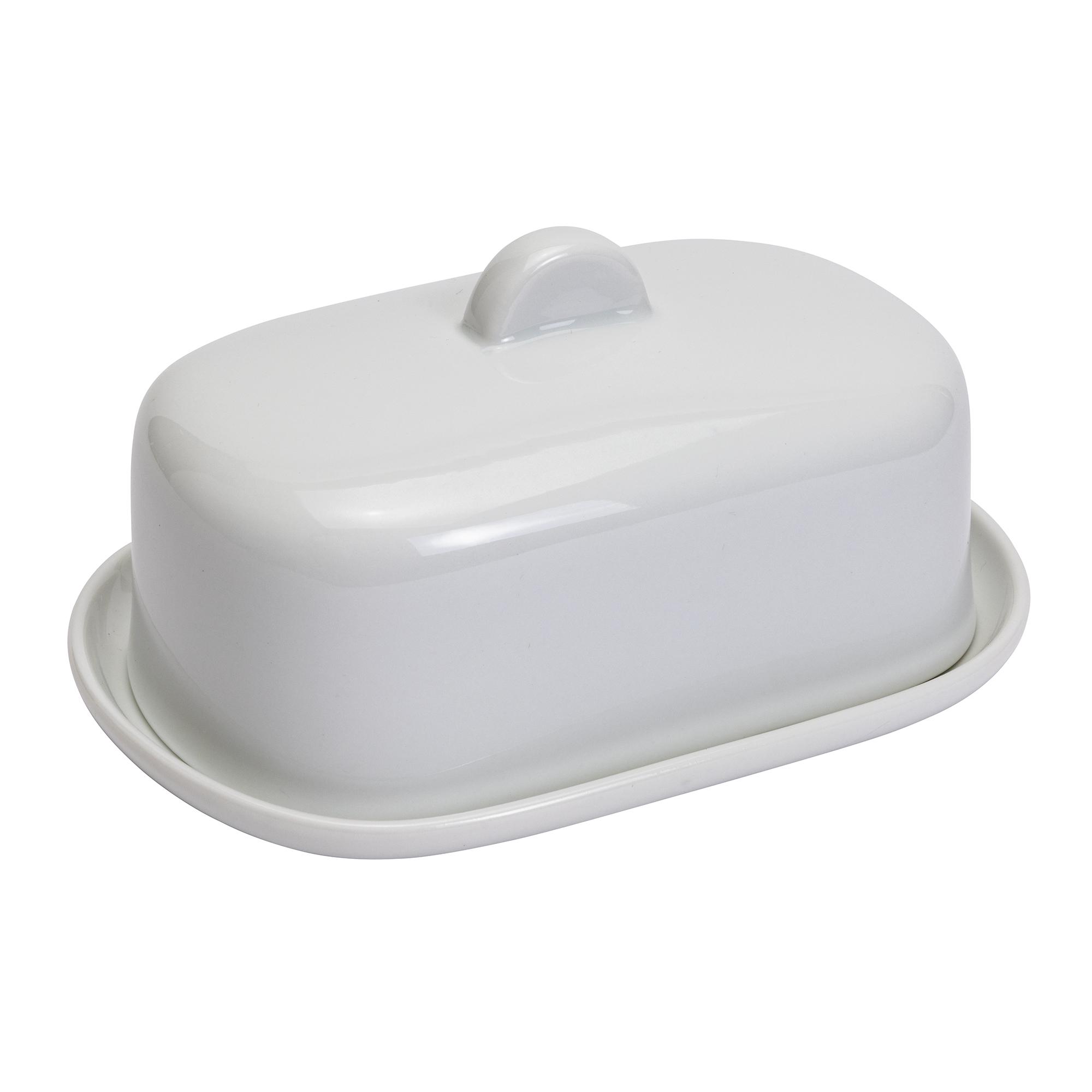 Habitat Riko White Porcelain Lidded Butter Dish