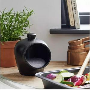 Habitat Industrial Stoneware Salt Container - Black - gallery image 2